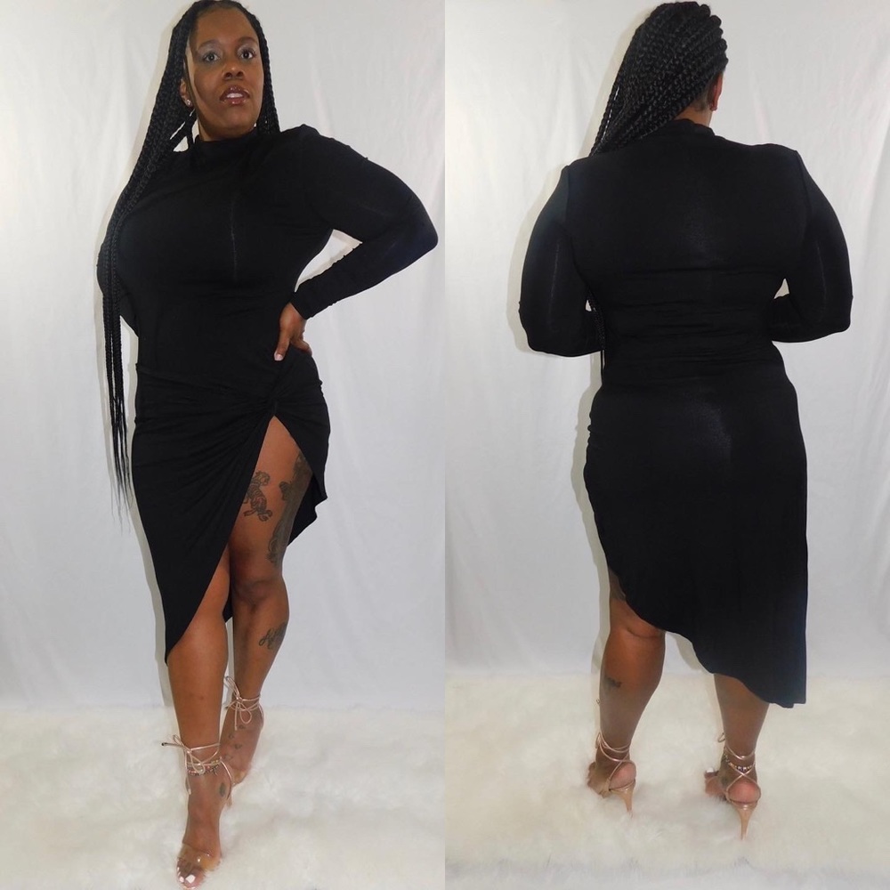 Asymmetrical Cut Black Dress 👗